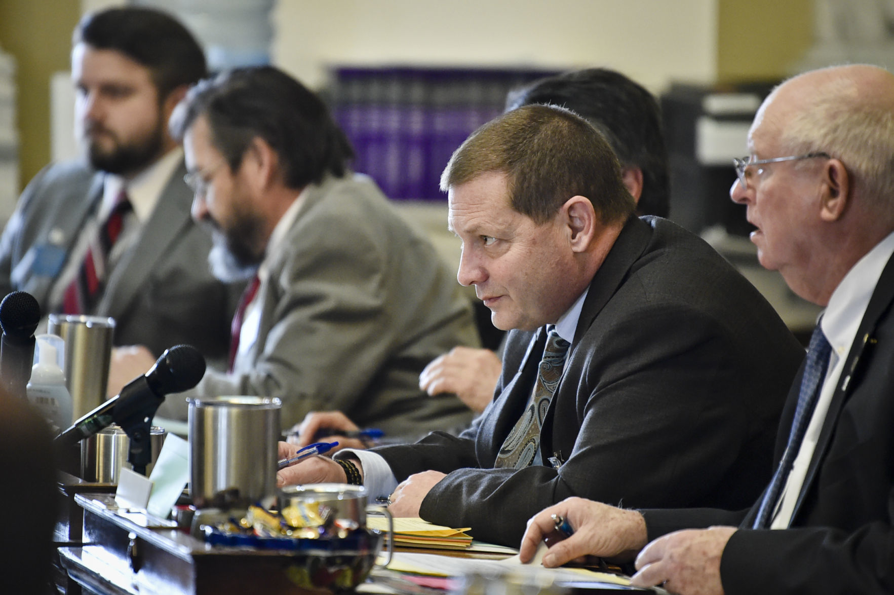 Rep. Ed Buttrey, R-Great Falls, listens to a floor speech